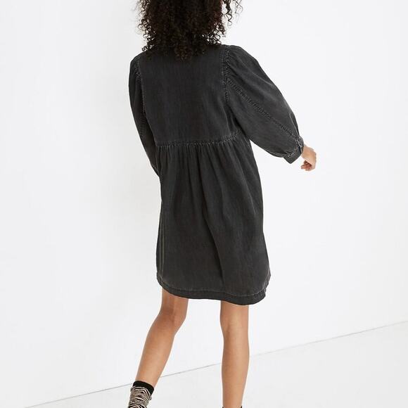 Madewell Denim Babydoll Shirtdress in Washed Black Dress - Picture 4 of 10